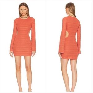 Elegant new size small Orange Long-Sleeve Dress